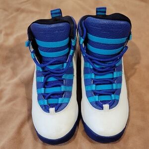 Kids Blue and White High-Top Sneakers